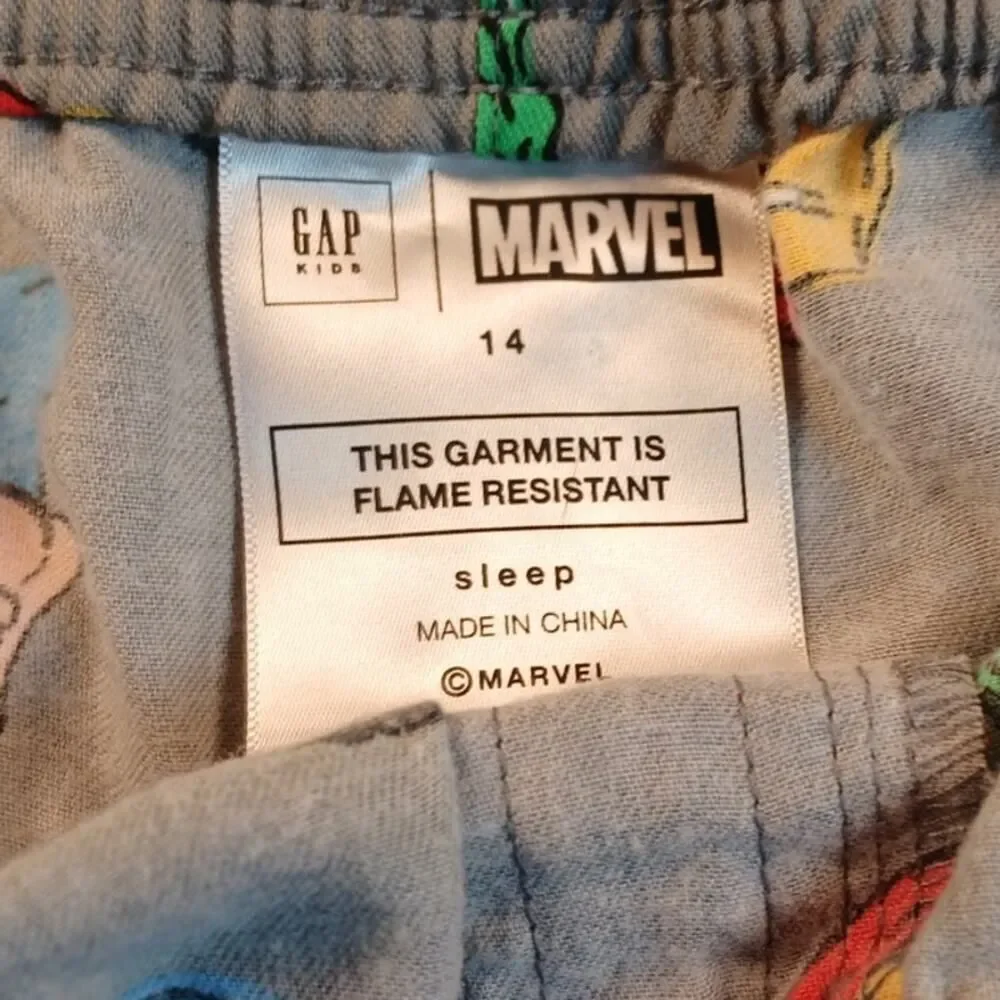 GAP Kids Marvel Gray w/Awesome Super Hero Graphics Pajama Pants - Size 14